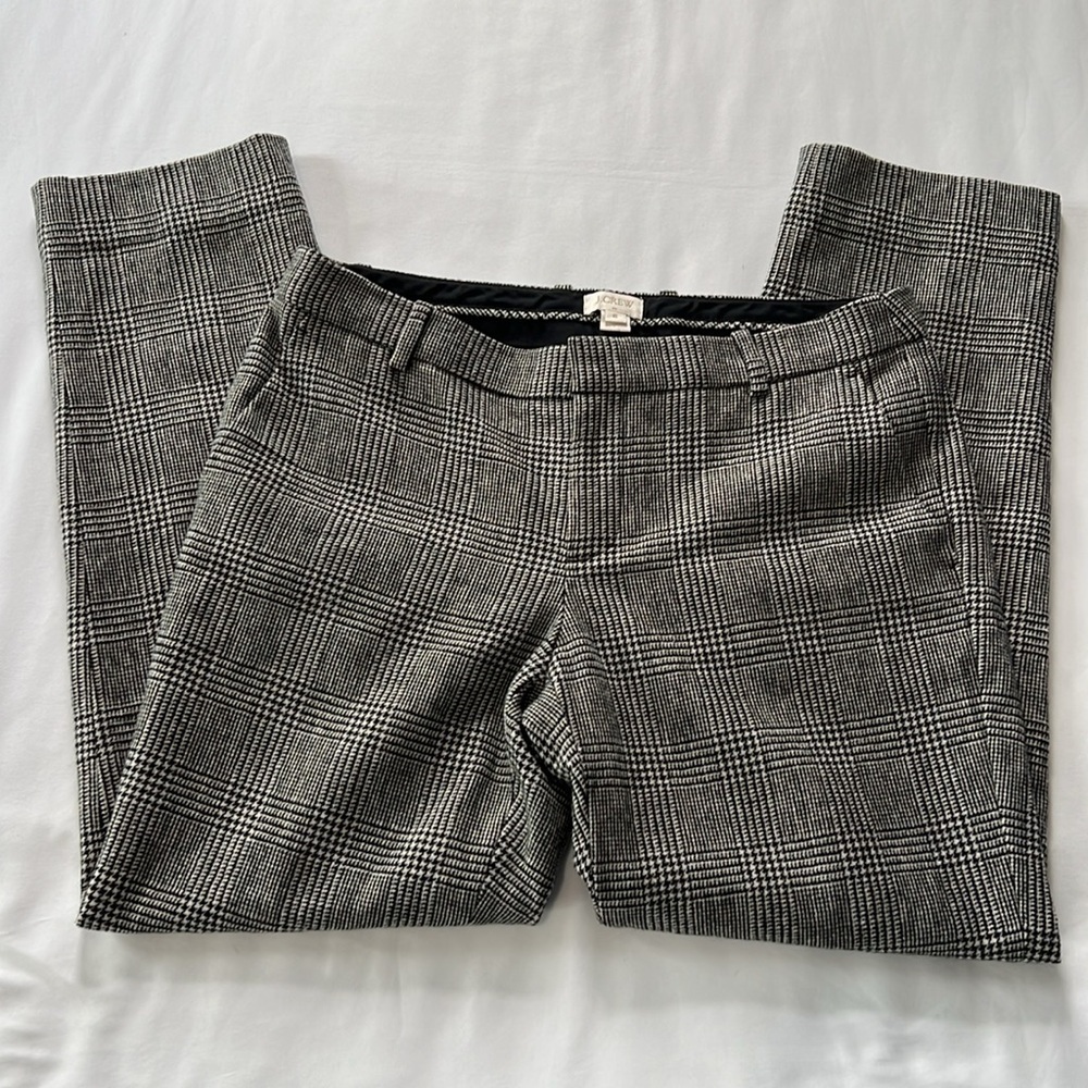 J Crew Factory Black/White Plaid Wool Blend Pants